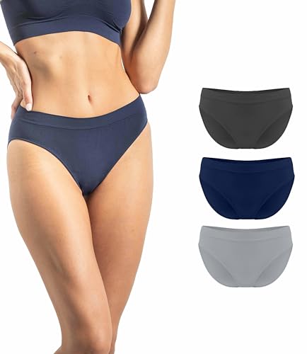 Risalti Unterhosen Damen Mikrofaser-Slips Klassischen 3 STK. - Seamless Slips Damen, Damen Unterwäsche, Weicher als Baumwoll Unterwäsche Damen, Atmungsaktiv - Made in Italy von Risalti