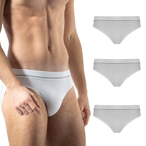Risalti Männer Slip aus Mikrofaser 3 STK - Herren Unterhosen, atmungsaktiver als Baumwolle, Nahtlos, Weiß, XXL von Risalti