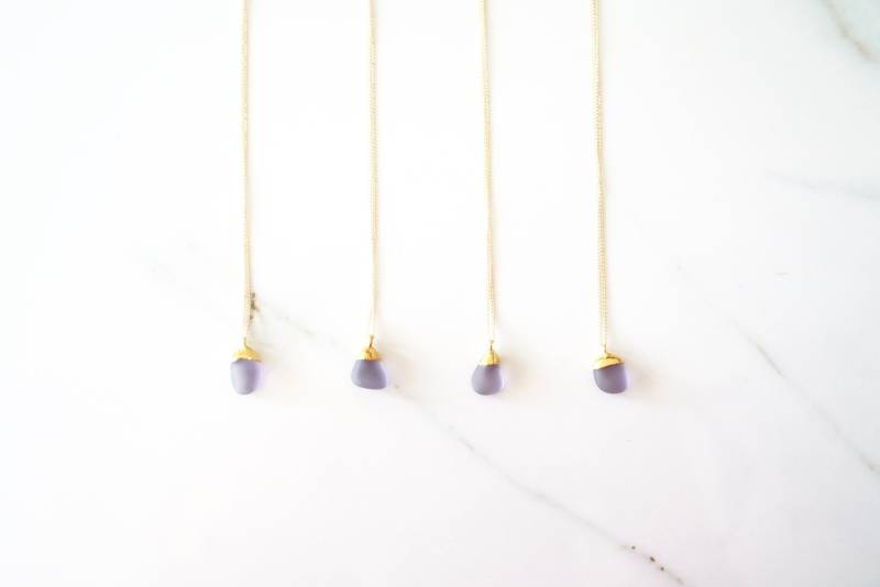 24K Gold-Getauchte Lila Seeglas Halskette 24K Gold-Getauchte Lila Seeglas Halskette von RiseHawaii