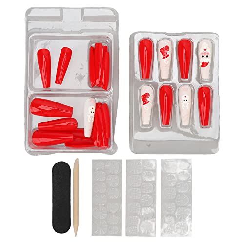 30 Stück Weihnachts-Kunstnägel, Tragbar, Selbstklebend, Vollständig Umwickelt, Künstlicher Nagellack, Weihnachts-Kunstnägel für Frauen und Mädchen (Typ 1) von Risegun