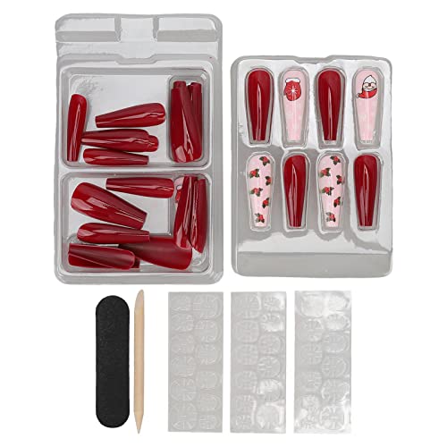 30 Stück Weihnachts-Kunstnägel, Tragbar, Selbstklebend, Vollständig Umwickelt, Künstlicher Nagellack, Weihnachts-Kunstnägel für Frauen und Mädchen (Typ 2) von Risegun