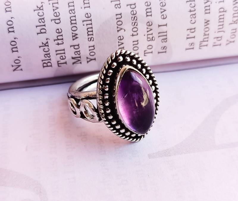 Amethyst Statement Ring-Vintage Ring-Boho Ring-Edelstein Ring-Solitär Ring-Geschenk Für Sie von Rishijewelrycreation