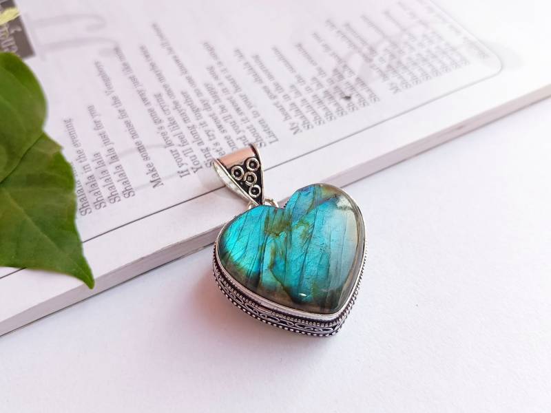 Labradorit Edelstein Handgemachte 925 Sterling Silber Überzogene Anhänger Für Sie Geschenk Mama von Rishijewelrycreation