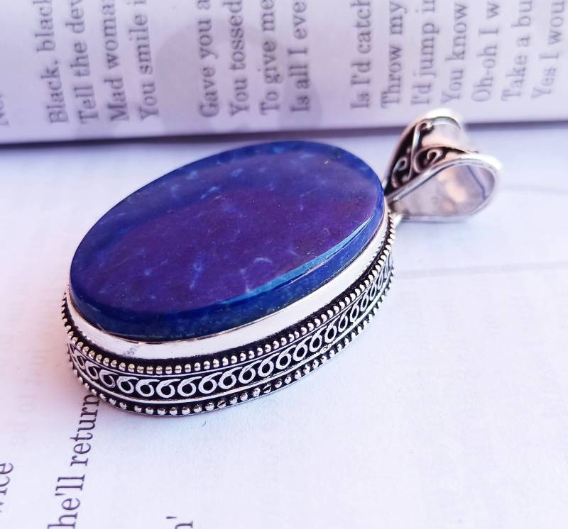 Lapislazuli Handgemachter Anhänger-Lapislazuli Halskette-Jahrestag Geschenk Für Sie-Geburtstag Geschenk-Edelstein Anhänger-Geburtsstein Halskette von Rishijewelrycreation