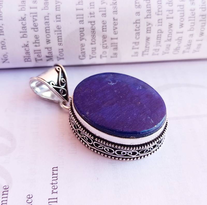 Lapislazuli Handgemachter Anhänger-Lapislazuli Halskette-Jahrestag Geschenk Für Sie-Geburtstag Geschenk-Edelstein Anhänger-Geburtsstein Halskette von Rishijewelrycreation