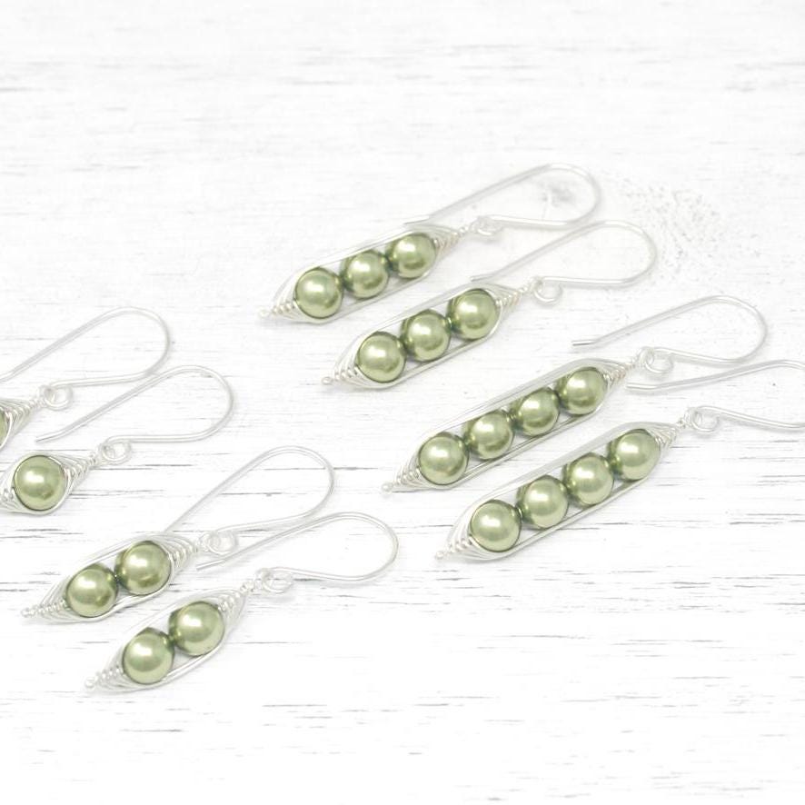 Erbsenschote Ohrringe, Ohrring, Geschenk Der Besten Freunde, Vierfach Schmuck, Einzigartige Mutter Von Vier Geschenken, Neue Drücken Für von RisingJewelryShop
