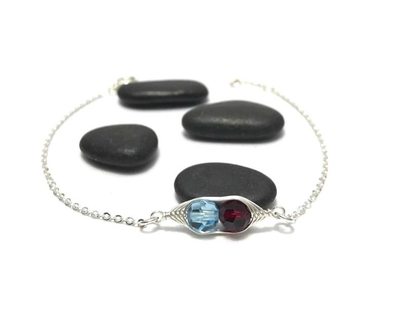 Triplette Armband, Geburtsstein Schmuck, Geschenke Für Neue Mütter, Benutzerdefinierte Peapod Personalisierte Birthstone Geschenk, Nachdenkliche von RisingJewelryShop