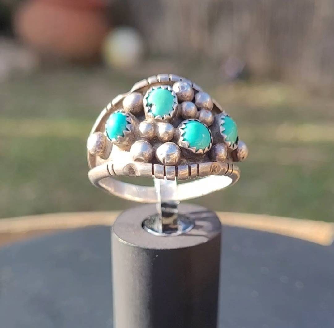 Vintage 4 Stein Türkis Ring von RisingThunderJewelry