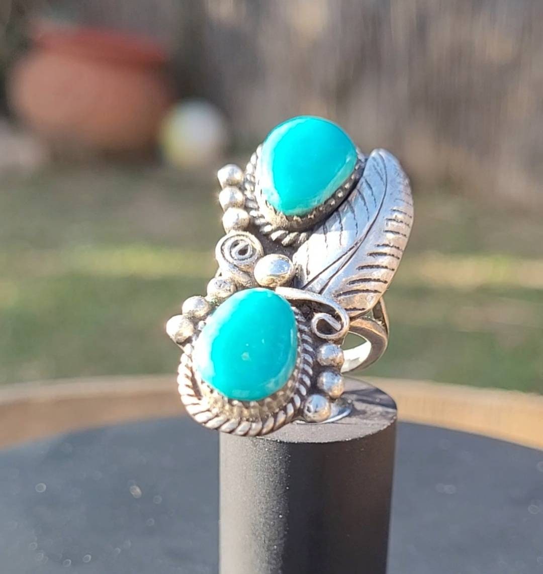 Vintage Blatt Und Kugel Ring von RisingThunderJewelry