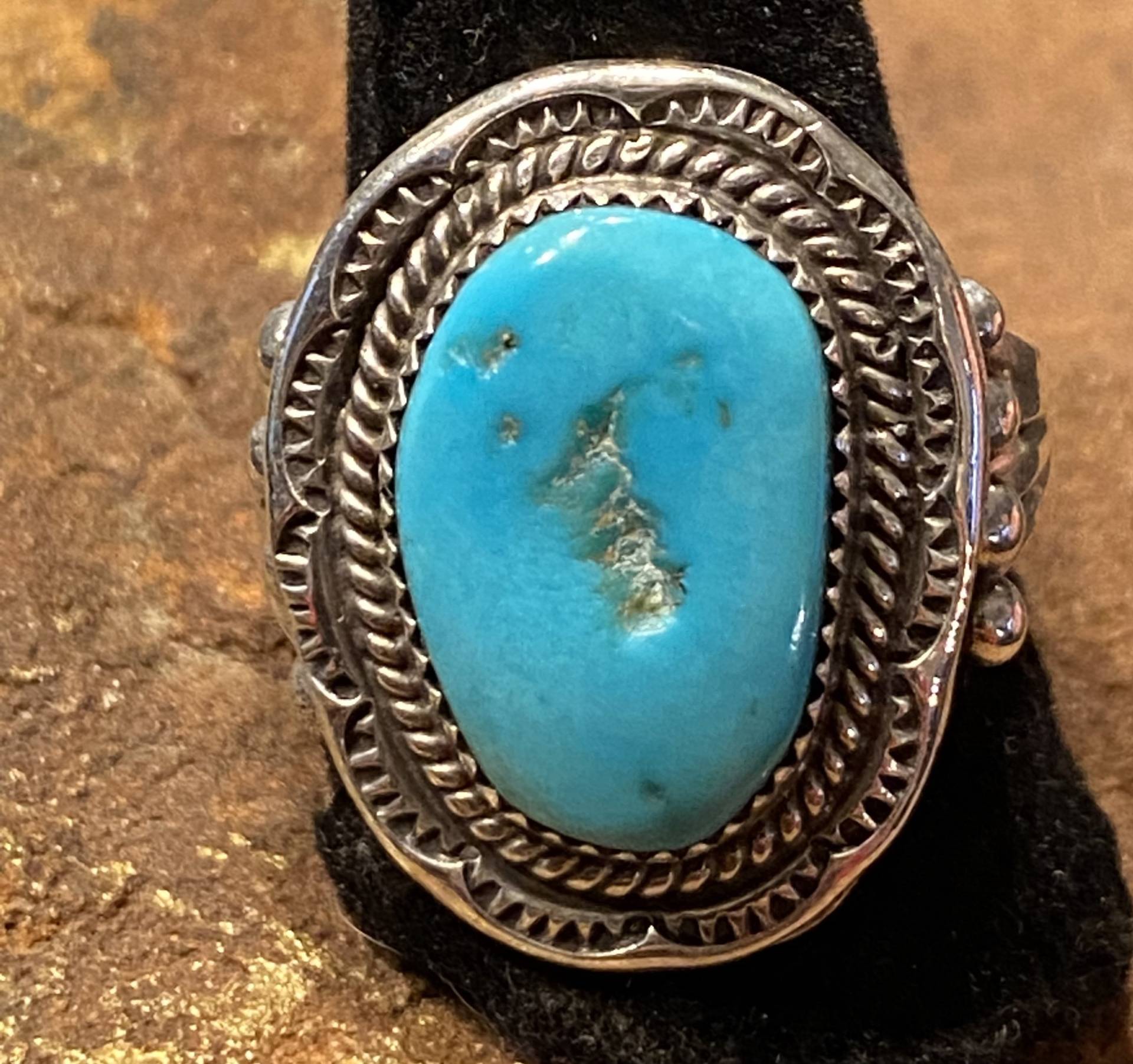 Vintage Türkis Sterling Silber Ring von RisingThunderJewelry