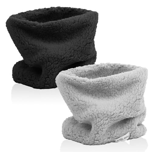 Risipu 2 Stück Winter Fleece Warm Kinder Schal Jungen Mädchen Runde Schals Winddicht Hals Wärmer Gesicht Abdeckung Maske (2Stück - Dunkelgrau + Hellgrau) von Risipu