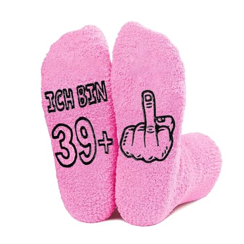 Risipu 40. Geburtstag Frauen Socken Damen Rutschfest Kuschelsocken Lustige Neuartige Socken Geburtstagsgeschenk für Freundin Tochter Mama Geschenke von Risipu