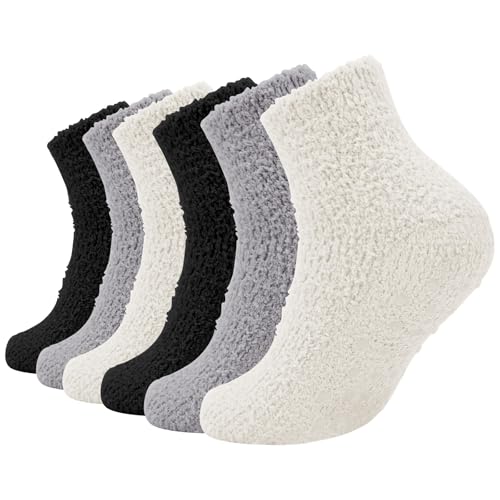 Risipu Hausschuhsocken, 2 x Schwarz, 2 x Grau, 2 x Weiß, Einheitsgröße von Risipu
