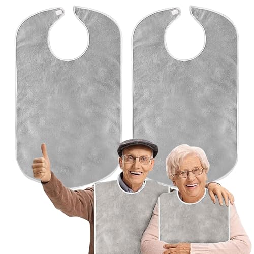 Risipu Pack of 2 Bavoir Adulte Reusable and Elegant Large Bib,Washable Bib with Crumb Tray Bib for Seniors Women Clothing Protection for Elderly Patients Bavoir Adulte Humoristique Bavoir Pour Adulte von Risipu