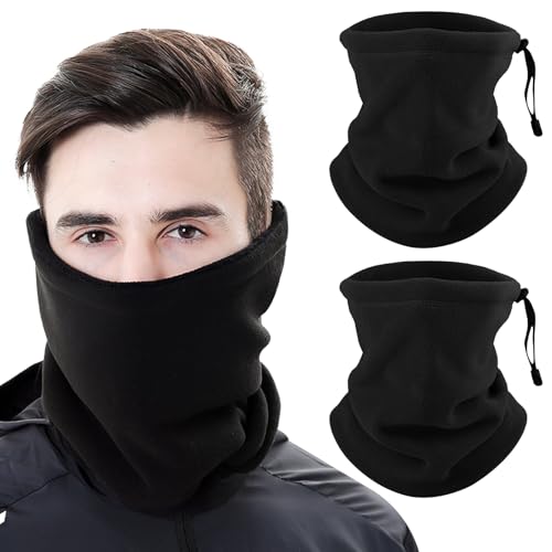 Risipu Schlauchschal Herren Damen, Winter Fleece Multifunktionstuch Warmer Loop Schal für Outdoor Skifahren Motorrad Radfahren Joggen Radfahren (black) von Risipu