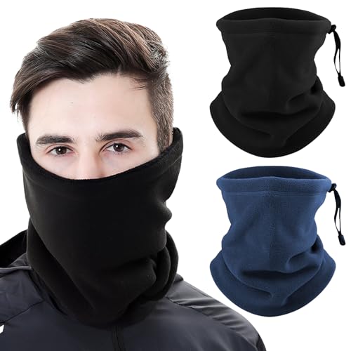 Risipu Schlauchschal Herren Damen, Winter Fleece Multifunktionstuch Warmer Loop Schal für Outdoor Skifahren Motorrad Radfahren Joggen Radfahren (black and blue) von Risipu