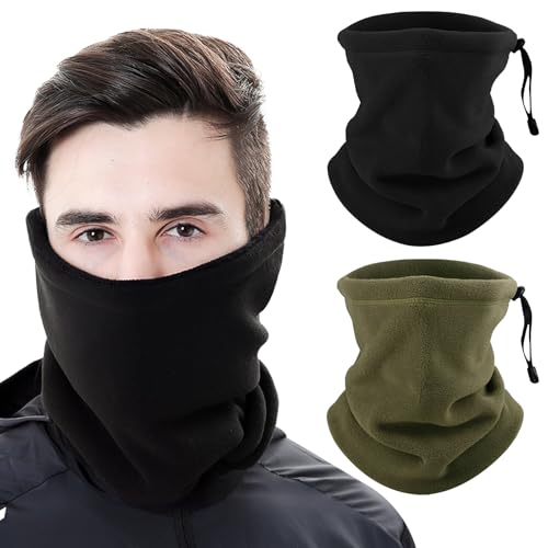 Risipu Schlauchschal Herren Damen, Winter Fleece Multifunktionstuch Warmer Loop Schal für Outdoor Skifahren Motorrad Radfahren Joggen Radfahren (black and green) von Risipu