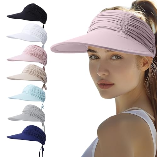 Risipu Sun Hats for Women Wide Brim Visor UV Protection Summer Quickly Dry Sport Beach Cap (DE/NL/SE/PL, Alphanumerisch, Einheitsgröße, Pink) von Risipu