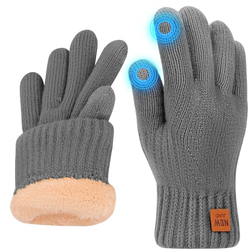Risipu Winterhandschuhe für Frauen Damen Thermische Touchscreen Handschuhe mit Fleece Futter Weiche Warme Strickhandschuhe für Laufen Ski (Dunkelgrau, L) von Risipu