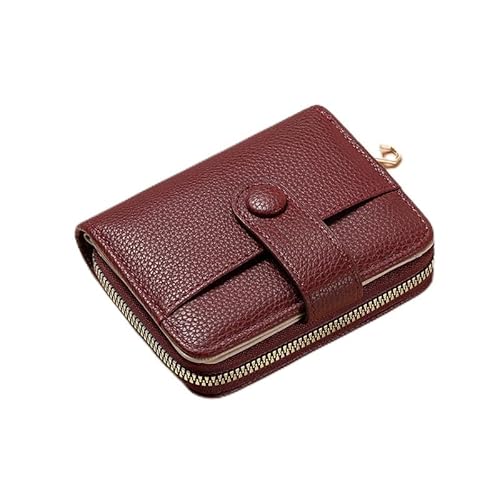 Risipu Women's Small Soft Leather Purse, RFID Blocking Mini Purse with Large Zip Coin Compartment (Wine Red) von Risipu