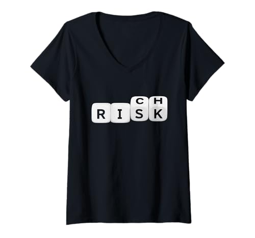 Damen Risikoreiche Würfel – Unternehmer, Spieler & reiche Risikoträger T-Shirt mit V-Ausschnitt Damen Risikoreiche Würfel – Unternehmer, Spieler & reiche Risikoträger T-Shirt mit V-Ausschnitt von Risk Rich Dice Design Minimalist Roll Of The Dice