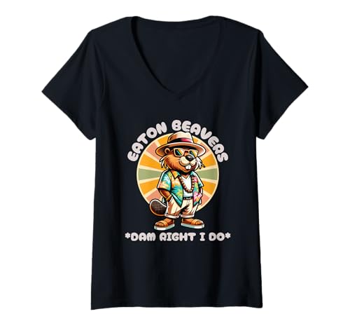 Damen Eaton Beavers - Dam Right I Do. Funny Adult Humor Naughty T-Shirt mit V-Ausschnitt Damen Eaton Beavers - Dam Right I Do. Funny Adult Humor Naughty T-Shirt mit V-Ausschnitt von Risqué Filthy Funnies Adult Humor Shop