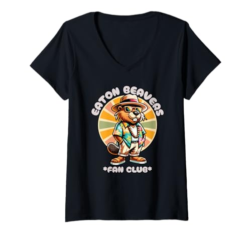 Damen Eaton Beavers Fan Club. Funny Adult Humor Naughty T-Shirt mit V-Ausschnitt Damen Eaton Beavers Fan Club. Funny Adult Humor Naughty T-Shirt mit V-Ausschnitt von Risqué Filthy Funnies Adult Humor Shop