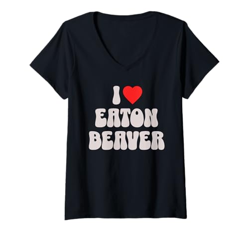Damen I Love Eaton Beaver. Funny Adult Humor Naughty T-Shirt mit V-Ausschnitt Damen I Love Eaton Beaver. Funny Adult Humor Naughty T-Shirt mit V-Ausschnitt von Risqué Filthy Funnies Adult Humor Shop