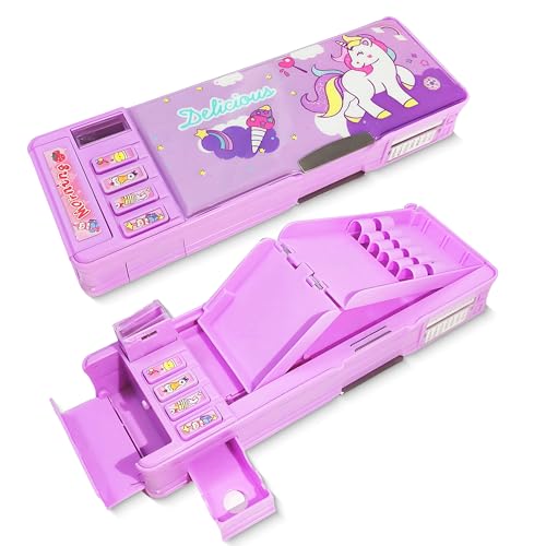 Pop-Up-Multifunktions-Federmäppchen, niedliches Cartoon-Stiftkästchen, Organizer, Schreibwaren mit Passwortschloss, Spitzer, Zeitplan, Whiteboard, Schulbedarf, beste Geburtstagsgeschenke für Kinder von Ristpal