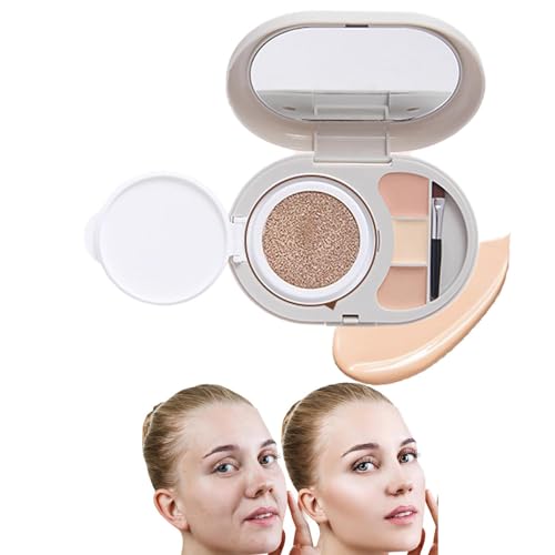 Creme-Konturpalette | Air Cushion Tri-Color Concealer Foundation Palette | Befeuchtet matte BB-Creme-Concealer für langanhaltendes Make-up bei heller bis mittlerer Haut Ristyur von Ristyur