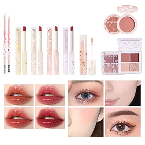 Korean Make Up Set | 8 Teiliges Make Up Sets Für Frauen | Beauty Makeup Kosmetikset Mit Lippenstift, Concealer, Rouge, Lidschatten, Augenbrauenstift | Makeup Kosmetisches Geschenk Für Anfänger von Ristyur