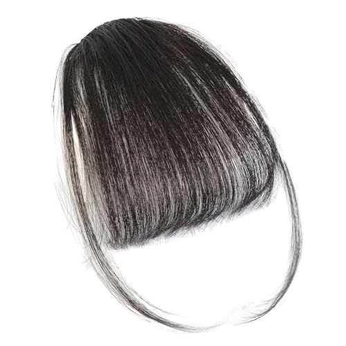 Ristyur Clip-in-Pony-Echthaar, Bang-Clip-in-Echthaar, Clip-on-Air-Bangs-Echthaarverlängerungen, Naturfarbene Fransen-Haarteile, stilvolle Haarverlängerung mit ordentlichem Pony für Mädchen und Frauen von Ristyur