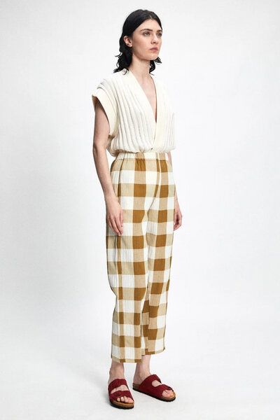 Rita Row Sommerhose CHIMBORA aus Biobauwolle und rec. Polyester - Brown Check von Rita Row