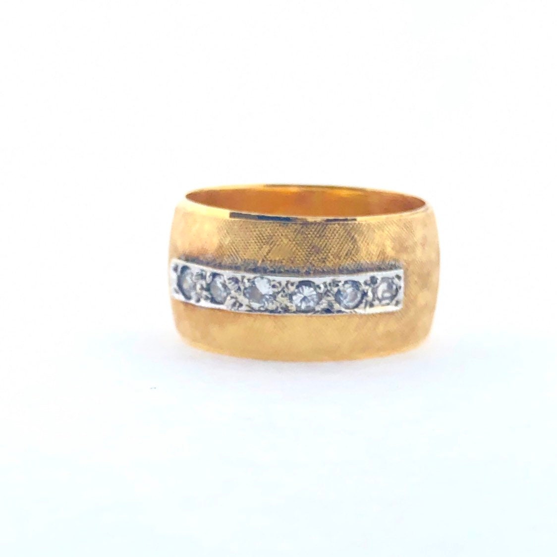 Reduziert 14K Und Diamant Mid-Century Ehering/Verlobungsring von RitaBJewelers
