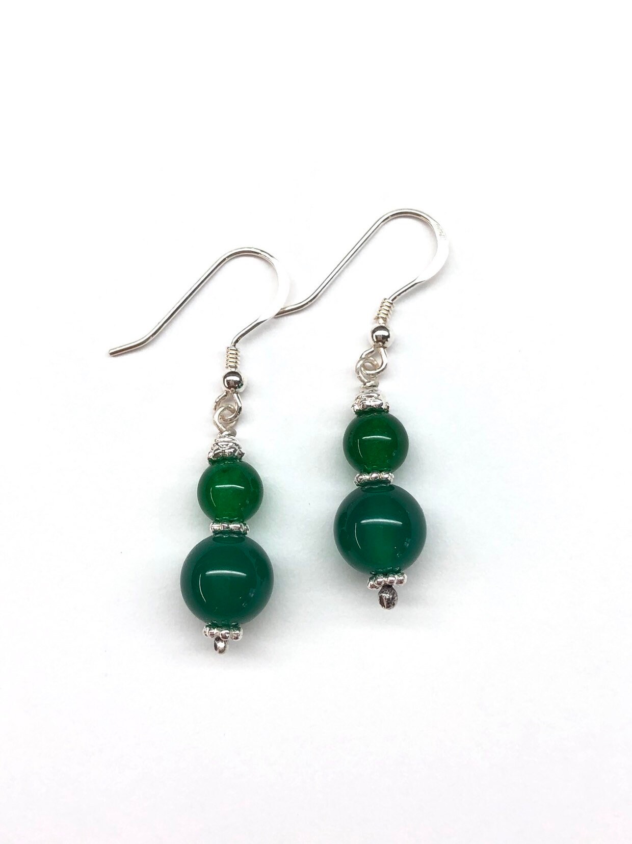 Grün Achat Ohrringe, Onyx Und Silber Perle 925 Sterling Ohrringe von RitaCollection