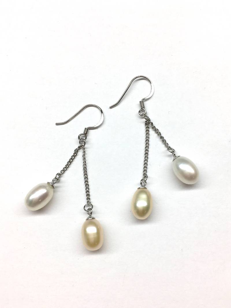 Perlenohrringe, Zuchtperlenohrringe, Süßwasserperlenohrringe, Brautohrringe, Echte Süßwasserperlen 925 Sterling Silber Ohrringe von RitaCollection