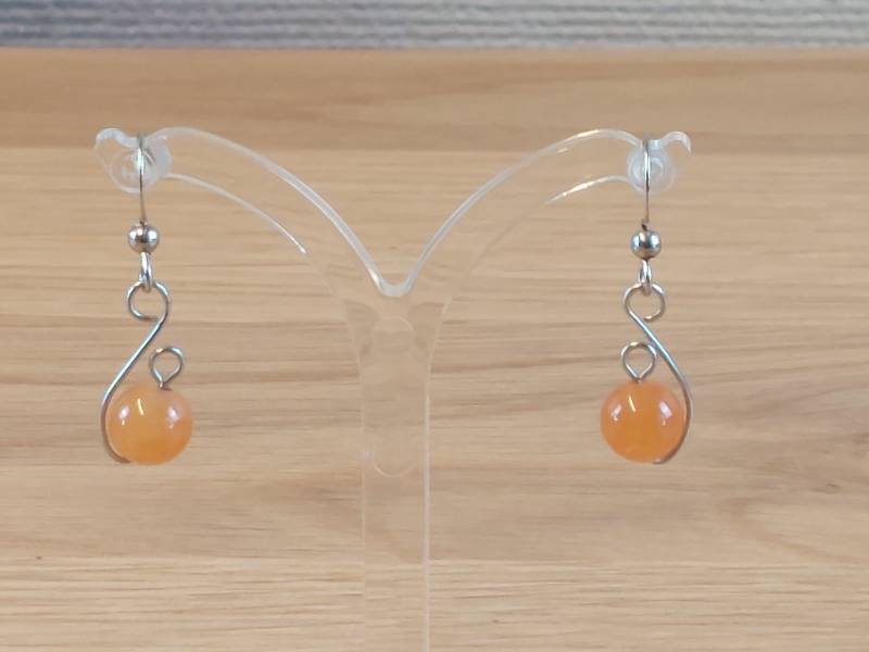 Ohrringe Aus Edelstahl Mit 8 Mm Aventurin Perlen in Der Farbe Orange, Edelstein, Handgemachter Schmuck, Geschenkidee Für Sie von RitasPerlenwelt