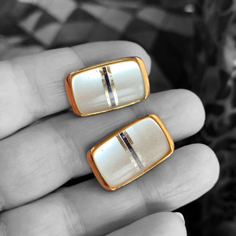 Leicht Patinierte Manschettenknöpfe 60-Er Jahre, Retro Manchettenknöpfe Vergoldet Old Cufflinks, Gold Manchette, Elegante Manschetten von Ritasschmuck