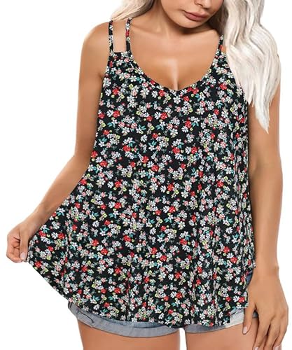 RITERA Tanktops für Damen, Übergröße, ärmellos, fließend, lockere Passform, Camisoles, Tunika, Größe XL - 5XL, 863-floral, 5X-Groß von Ritera