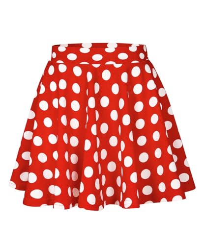 RITERA Übergröße Basic Vielseitiger Dehnbarer elastischer Bund Ausgestellter Casual Mini Skater Rock Faltenrock für Frauen XL-5XL, A02-255 Polka Dots, 5X-Groß von Ritera