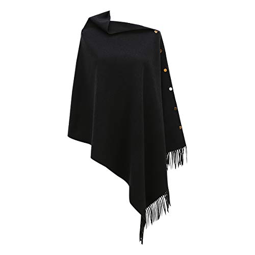 Ritera Damen Poncho mit knöpfen Schal Cashmere Feeling Strick Decke Cape Cardigan für Frauen Retro Cardigans Pullover Umhängetuch im Winter Geschenk für Mutter Wrap von Ritera