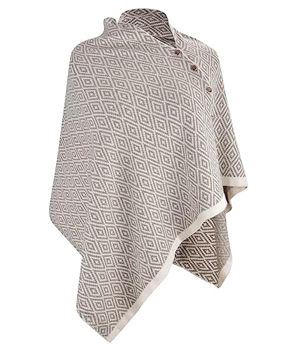 Ritera Damen Poncho mit knöpfen Schal Cashmere Feeling Strick Decke Cape Cardigan für Frauen Retro Cardigans Pullover Umhängetuch im Winter Geschenk für Mutter Wrap von Ritera