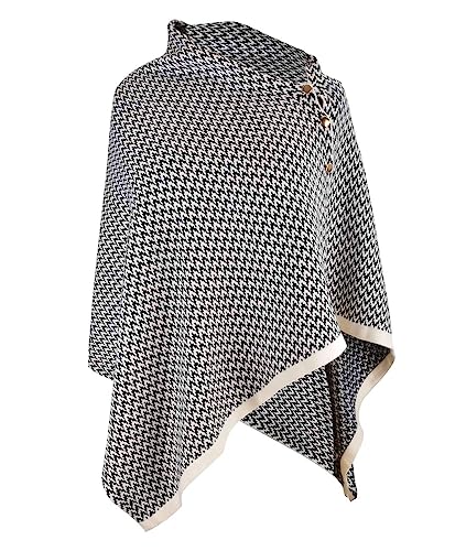 Ritera Damen Poncho mit knöpfen Schal Cashmere Feeling Strick Decke Cape Cardigan für Frauen Retro Cardigans Pullover Umhängetuch im Winter Geschenk für Mutter Wrap von Ritera