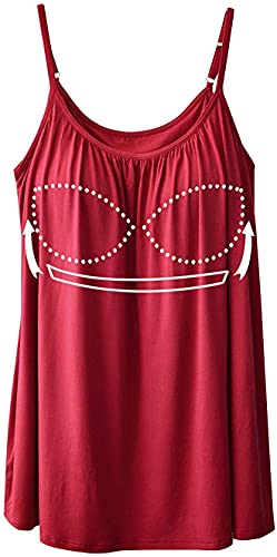 Ritera Frauen Sommer lässiges ärmelloses gefaltetes Mehrlagen Cami Tank Top mit Cups Camisole,Rotwein,M von Ritera