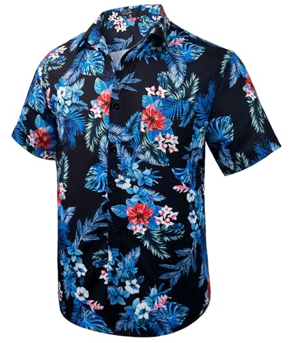 Rithern Hawaii Hemd Kurzarm Blumen Hemd Herren Strand Aloha Hawaiihemd Funky Freizeithemden Button Down Schwarz & Blau XL Rithern Hawaii Hemd Kurzarm Blumen Hemd Herren Strand Aloha Hawaiihemd Funky Freizeithemden Button Down Schwarz & Blau XL von Rithern