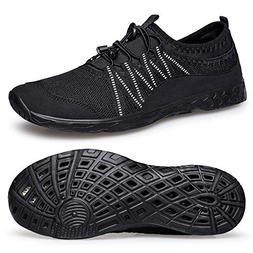 Ritiriko Badeschuhe Strandschuhe Aquaschuhe Wasserschuhe Surfschuhe Schwimmschuhe für Herren Schwarz EU 44 von Ritiriko