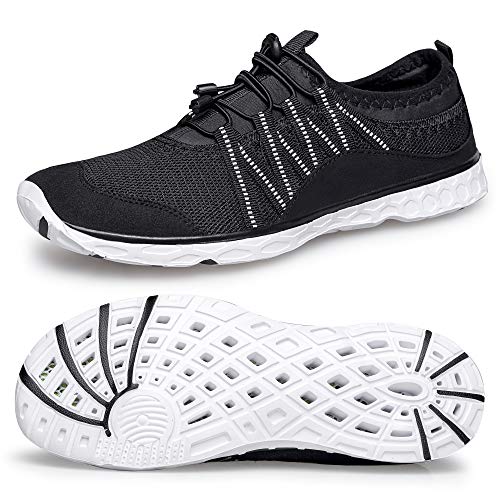 Ritiriko Herren Water Shoes Schwimmschuhe Aquaschuhe Barfussschuhe Wasserschuhe Surfschuhe Schwimmen Wasser Aqua Meer Strand Schuhe Schwarz Weiss EU 43 von Ritiriko