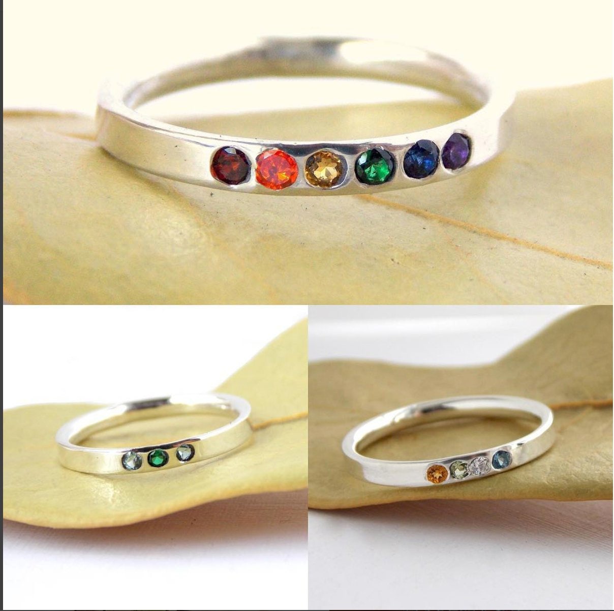 Multi-Stein Inside Out Ring Silberring, Sterling Zierlicher Ring, Comfort Fit Kleiner Geburtssteinring, Stapelring Multi-Stein Inside Out Ring Silberring, Sterling Zierlicher Ring, Comfort Fit Kleiner Geburtssteinring, Stapelring von RitoOriginals