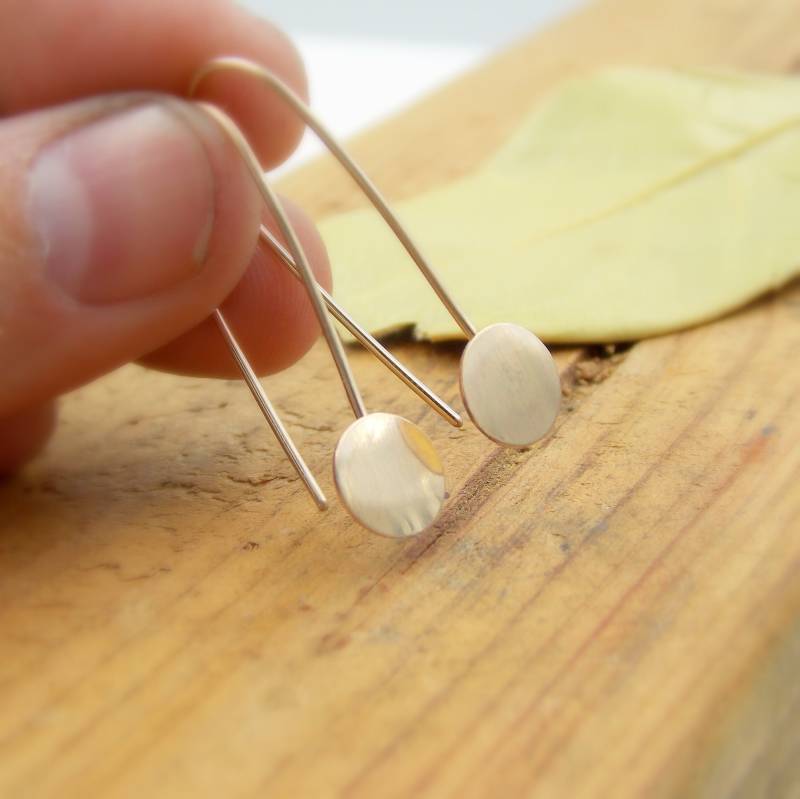 Vergoldete Scheiben-Pendel-Ohrringe, Gelb - Oder Roségold-Gefüllte Moderne Ohrringe, Kreis-Minimalisten-Durchzieher-Ohrringe Vergoldete Scheiben-Pendel-Ohrringe, Gelb - Oder Roségold-Gefüllte Moderne Ohrringe, Kreis-Minimalisten-Durchzieher-Ohrringe von RitoOriginals