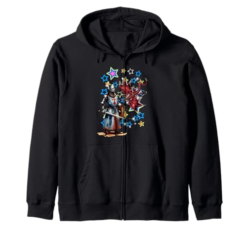 Retro 60er Ritter Kinder Drachen Märchen Mädchen Jungen Kapuzenjacke Retro 60er Ritter Kinder Drachen Märchen Mädchen Jungen Kapuzenjacke von Ritter Mittelalter Kind